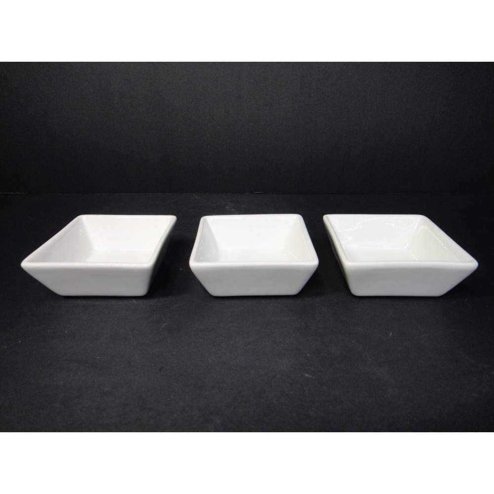 Pier 1 Imports Luminous White Porcelain Square Dipping Condiment Bowls Set of 3
